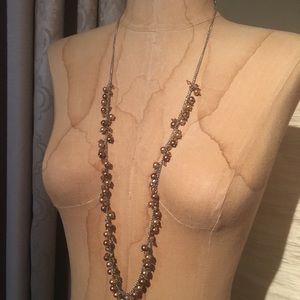 NWOT Francesca’s Gold Brown Boho Beaded Long Statement Necklace